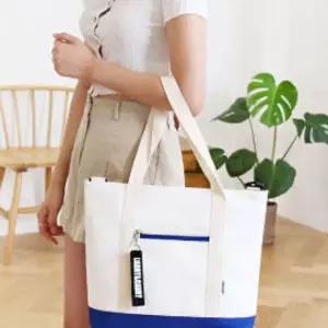 (HH)레터링 지퍼 배색 베이직 에코백 T-3102 더블에이치