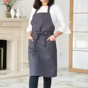 ELEGANCE 방수 이우 원피스형 롱 앞치마 그 그레이