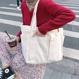 데일리포켓숄더백 빅사이즈 무지 지퍼 숄더 토트백