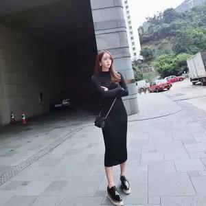 [m0Eqji_66]무지 골지 니트 롱 원피스 2컬러 LK-K004