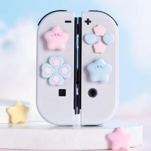 스타 사랑 실리콘 소프트 D 패드 크로스 버튼 ABXY 키 스티커 스킨 케이스 스위치 Oled NS 조이 콘 엄지