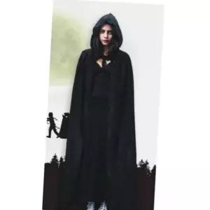 벨벳 후드 망토 / 블랙 여성 할로윈 파티옷 마녀의상