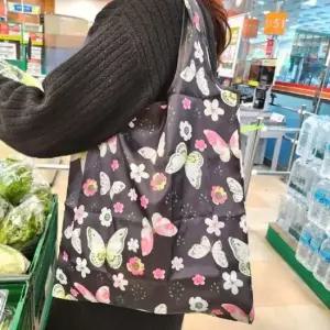 나비 패턴 장바구니 접이식 마트 장보기용 폴딩 에코백 장볼때 필수품 장바구니
