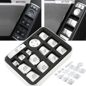 메르세데스 벤츠 호환 A B C 클래스 W204 W212 GLA GLK CLA ML GLE용 자동차 윈도우 리프트 버튼 커버 스티