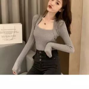[mbAtct_66]라인니트 티셔츠 스웨터 여성 라운드