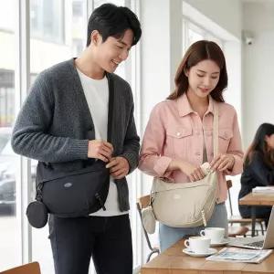여자 간절기 데일리룩 포켓 포인트 나일론 크로스백