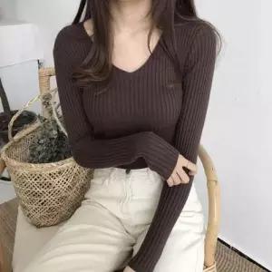 [mbIpOn_66]긴팔 봄니트 슬림 봄 니트티 브이넥니트