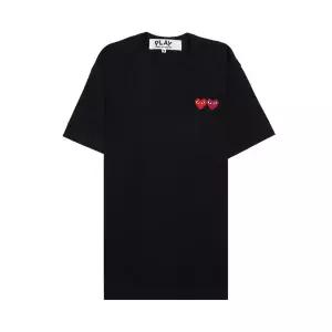 [롯데백화점]꼼데가르송 SS26 공용 더블 하트 와펜 티셔츠 AZ T226 051 BLACK