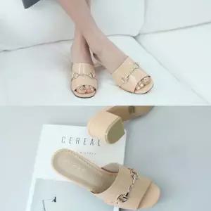 [라일리] Rly 슬리퍼 미들힐 6cm 에나멜 뮬슬리퍼