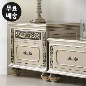 루소 침대옆 원목 협탁 엔틱 2단 서랍장 거실가구