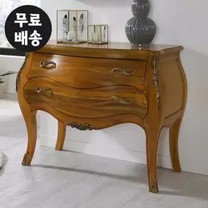 소냐 원목 2단 서랍장 엔틱 거실 체스트 안방(브라운)