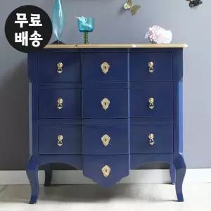 리베 원목 서랍장 엔틱 3단 체스트 거실 서랍(블루)