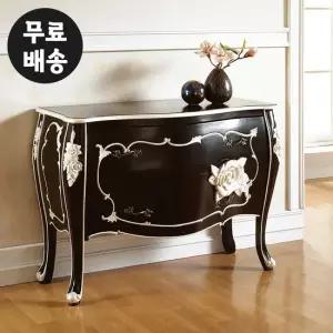 블랙 엔틱 서랍장 원목 낮은 2단 체스트 거실 안방