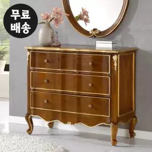3단 엔틱 서랍장 원목 와이드 거실 체스트 옷 서랍