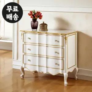 쥬 엔틱 서랍장 원목 와이드 체스트 3단 서랍 안방