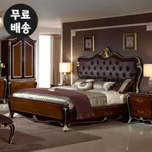 로뎀 엔틱 원목 침대프레임 퀸사이즈 골드 2인용(Q)