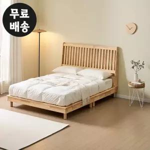 뮤디 고무나무 평상형 침대프레임 라지킹(LK) 내츄럴