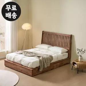 세이 고무나무 원목 서랍형 침대프레임 라지킹 월넛