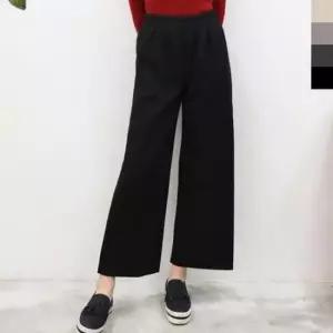 여자바지 루즈핏 팬츠 여성 니트 와이드 겨울