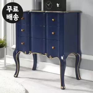 가넷 원목 서랍장 엔틱 슬림 3단 체스트 거실(네이비)