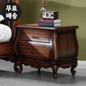 노엘 엔틱 민디 원목 침대옆 협탁 2단 수납장 안방