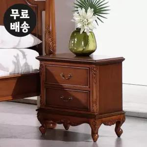 몬테 엔틱 마호가니 원목 침대옆 협탁 2단 서랍장