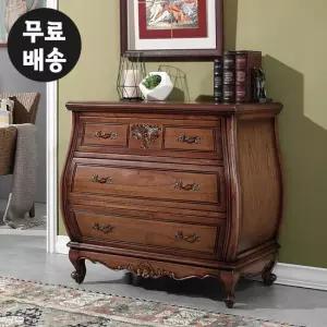 노엘 엔틱 서랍장 원목 3단 와이드 체스트 낮은(950)