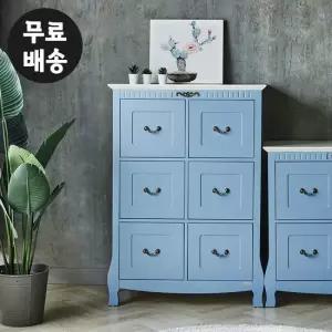 루아 6칸 3단 서랍장 엔틱 폭좁은 미니 서랍 안방