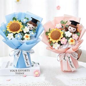 크로셰꽃다발 수제 크로셰 해바라기 졸업 인형 보존화 선물 생일 꽃다발