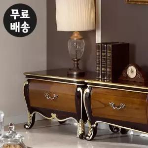 델피 엔틱 원목 1단 협탁 서랍장 침대옆 침실 골드