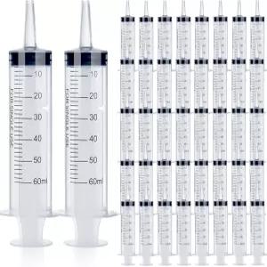 액체용 50팩 60ml 주사기 음식용 두꺼운 및 관개용수용 바늘이 없는 대형 플라스틱 립글로스 충전 반려견