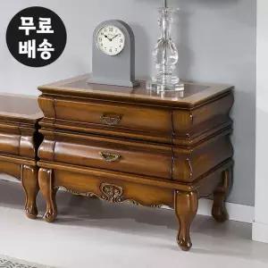 슬로 마호가니 원목 협탁 2단 서랍장(엔틱브라운)