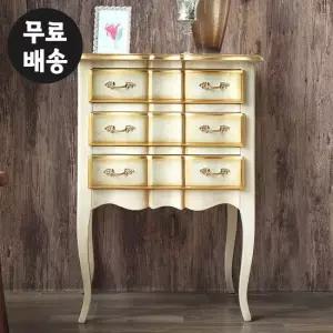 씨엘 원목 엔틱 3단 협탁 콘솔 좁은(빈티지크림)