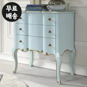 가넷 원목 서랍장 엔틱 3단 체스트 미니 거실(민트)