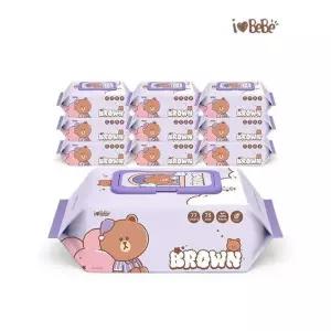[아이러브베베]라인프렌즈 드림에디션 브라운 레이온100% 75g 77매 10팩 캡형 아기물
