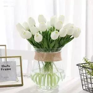 3pcs 인공 꽃 튤립 스크랩북 꽃병 홈 장식 웨딩 야외 정원 아치 선물 화환 어머니의 날 신부 꽃다발
