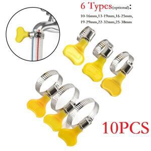 10PCS 조정 가능 플라스틱 손잡이 핸드 호스 클램프 웜 운전 10-38mm 스테인레스 스틸 나비 파이프 클립 튜