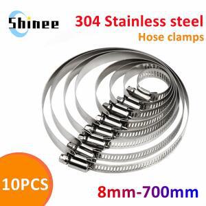 10pcs 8mm-700mm 스테인레스 스틸 조정 가능 드라이브 호스 클램프 연료 라인 웜 크기 클립 후프 스냅 미국