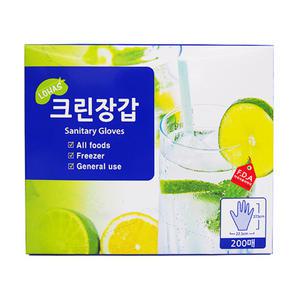 로하스 크린장갑 200매 일회용 1회용 장갑 비닐 요리 위생 주방 국산