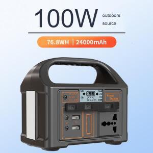 야외 캠핑 보조배터리 LED 디스플레이, 100W 휴대용 태양광 발전소, 110V, 220V 24000mAh, 여행 모험용