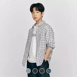 [지오다노주니어] 03045510 시어서커 코튼 체크 루즈핏 셔츠