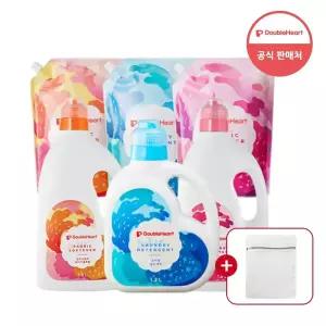 더블하트 유아 섬유세제 용기 1.2L+리필 2.1L 2개+세탁망 / 세제 액체세제 섬유유연제