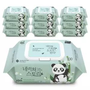 [아망떼]대용량 가성비 엠보싱 캡형 PAN 물티슈 100매 10팩