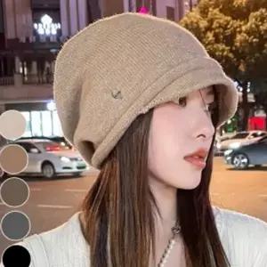 여자 벙거지 모자 꾸안꾸 데일리 골지 여성 모자 가을 캐주얼 베레모 스트릿 루즈핏 숏챙 보온 짧은