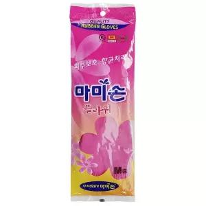 마미손 플라워 항균처리 고무장갑 핑크 중 M