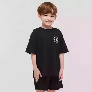 [팬콧키즈] 스템핑 에센셜 오버핏 상하복(BLACK)