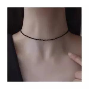 써지컬 블랙 커팅 비즈 레이어드 초커 목걸이 N068