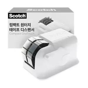 3M 스카치 컴팩트 화이트 원터치 디스펜서 + 매직 리필 2롤 테이프커터기 커팅기 - 1개