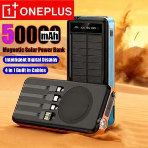 ONEPLUS 50000mAh 4 In 1 태양열 무선 보조베터리 대용량 휴대용 충전기 휴대폰용 고속 외부 배터리 New