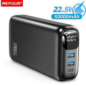 50000mAh 대용량 보조배터리 22.5W USB C 고속 충전기 아이폰 17  샤오미 휴대용 외장 예비